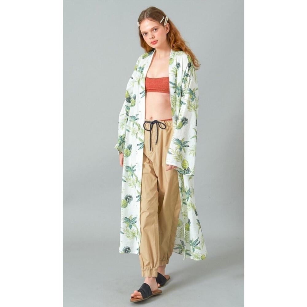 Handprint Brand Kimono Women's One Size Floral Bird Open Front Duster Robe Boho